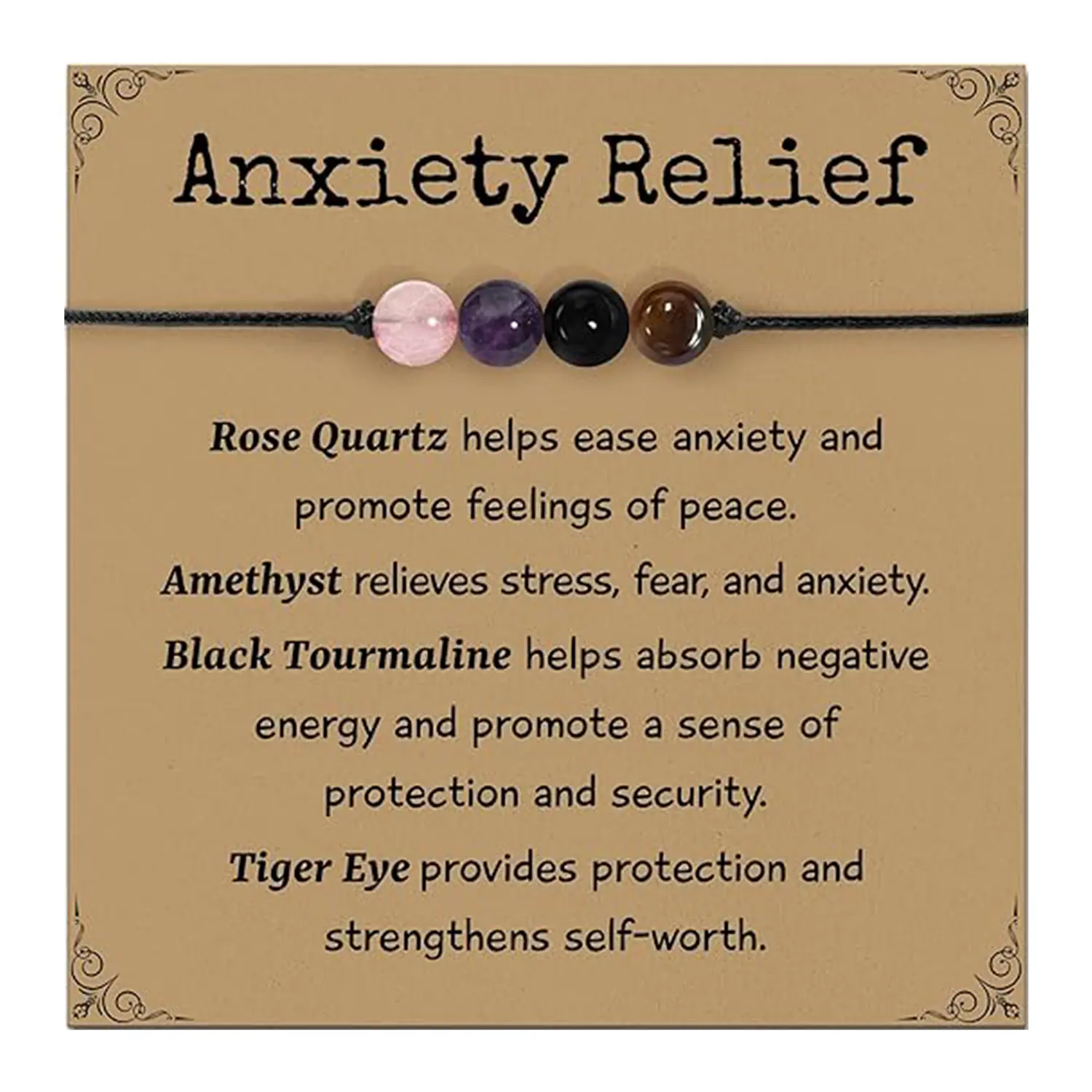 Women's Beaded Amethyst & Black Tourmaline Gemstone Bracelet - Natural Crystals Jewelry for Anxiety Relief, Stress Relief, Negative Energy Absorption, Crystals Bracelets, Natural Crystal Bracelets