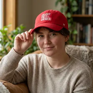OK But First America cap | Political Statement Hat, Embroidered Map Design