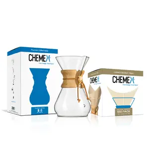 CHEMEX Bundle - 8-Cup Classic Series - 100 ct Square Filters - Exclusive Packaging