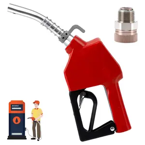 Fuel Nozzle 3/4" NPT Auto Shut Off Gas Pump Handle Gas Pump Nozzle Used with 360° Swivel for Gasoline, Diesel, and Kerosene Fuel Transfer, 13/16" Spout, 16 GPM Flow Rate,Red