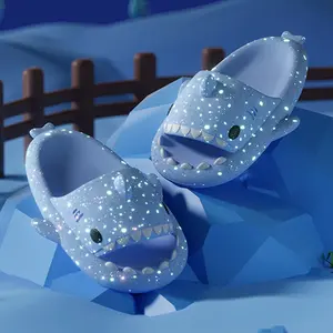 Luminous shark slippers for Women and Men Novelty Soft Slippers Open Toe Shark Sandals Cushioned Slides Beach Pool Shower Cruise Slippers with Comfy Cushioned Thick Sole