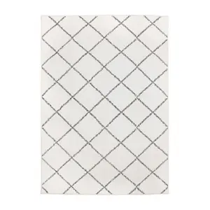 Crystal Art 340717WEB 5 x 7 ft. My Magic Carpet Medina Moroccan Trellis Washable Reactangle Area Rug, Ivory