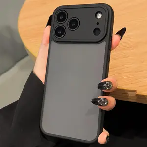 Stylish Matte Translucent Protective Shock-Resistant Shockproof Protection Cover Casing Phone Guard Designed for iPhone 17 Pro Max, 17 Air,17 Pro , 17,16,15,14,13 Pro Max Suitable for Both Men And Women in Black