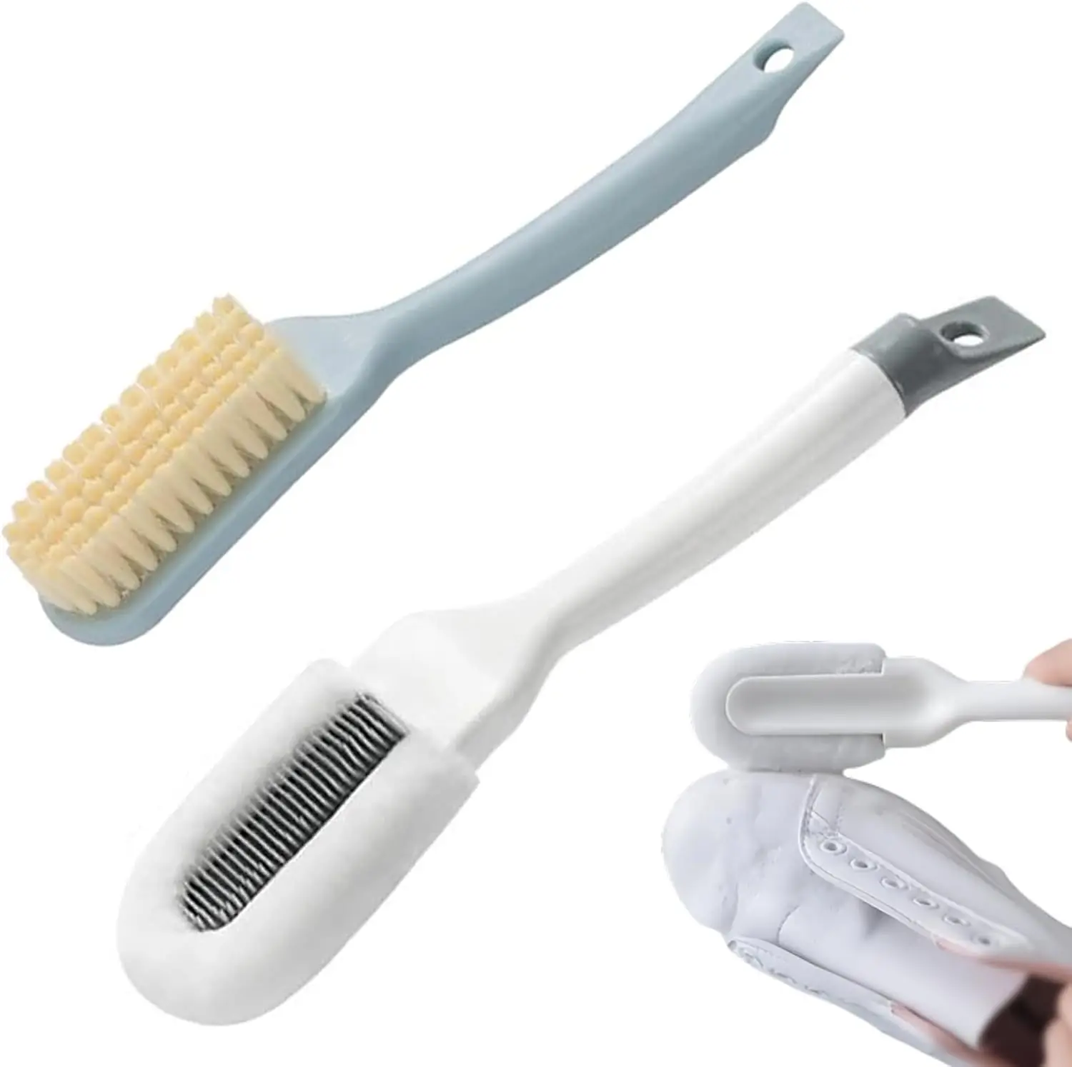 Shoe Cleaning Brushes Sneaker Cleaner Brush Soft Bristle Shoes Scrubber | 2 Pack Shoe Brushes with Long Handle Shoe Scrubbing Brush for Cleaning Mesh Sneakers, Tennis, Golf Shoes & White Canvas Shoes
