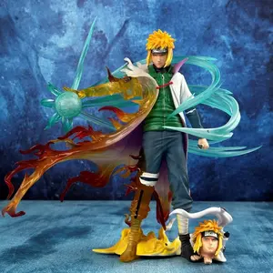 Gem Resonant Evil Minato Fourth Hokage Glow Dual-Head Anime Figure, Naruto Series Flash, Uzumaki Minato Father Collectible