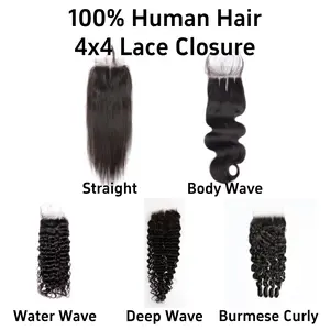 Brazilian Human Hair Straight/Body Wave/Water Wave/Deep Wave/Yaki Straight/Burmese Curly Nature Black Closure or Frontal Luxury Salon Quality Virgin No Shedding Tangle Free Glossy Hairbundles summerwins
