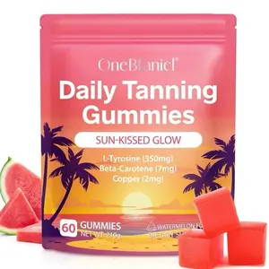 Tanning Gummies, Daily Tanning Gummies with Astaxanthin, Lycopene & Beta Carotene for Skin Health & Glow, Vegan, Non-GMO, Watermelon Flavor, 60 Count