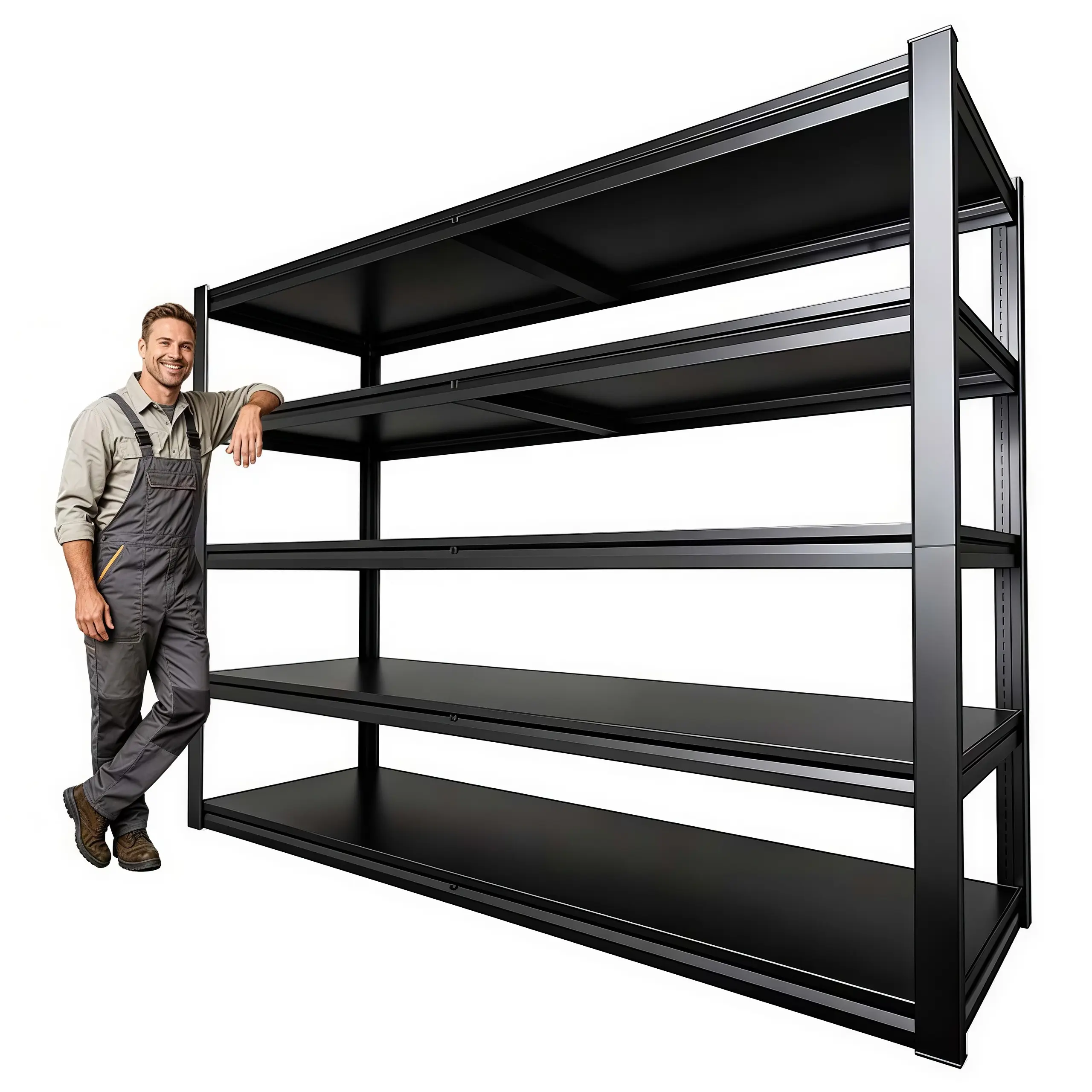 72" Heavy-Duty Metal 5-Tier Adjustable Garage Shelf - Extra Wide Storage Rack with No-Bolt Easy Assembly, Easyclimb Rubber ft, Steel Utility Organizer for Garage, Warehouse