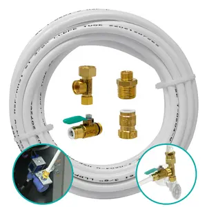Metpure Ice Maker Fridge Installation Kit - 3/8" Fittings with 3/8" OD 25 Feet White Tubing for Potable Drinking Water