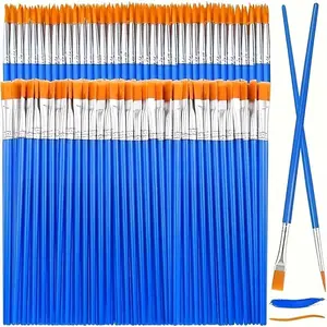 Nylon Hair Pointed Brush, 50pcs Flat Head Brush Watercolor Paint Brushes for Water Powder Watercolor Acrylic Paint Art Painting,     Painting Brush for School Office Home Use