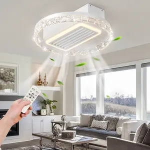20inch Modern Leafless Ceiling Fan with Remote Control Removable and Washable, Reversible Motor, Adjustable Leds, Led Lighted