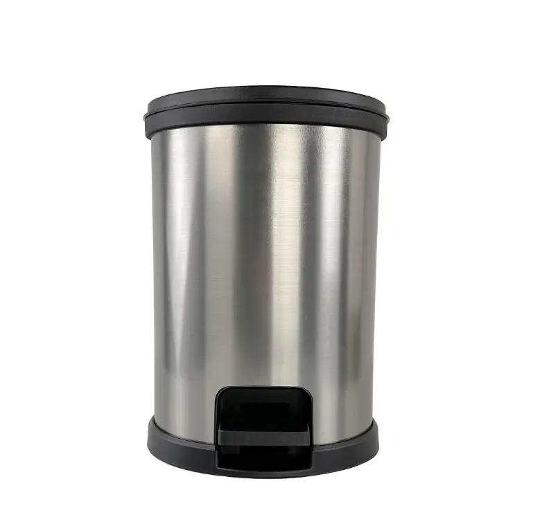 1.5 Gallon Bathroom Trash Can Small Silver Plastic Step-On Garbage Bin with Lid for Bathroom Office & Bedroom Compact Practical Design
