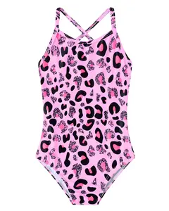 Girls Swimsuit One Piece Bathing Suit Quick Dry Beach Swimwear Cute Cross Shoulder Strap Swimming Suits 2-10 Years