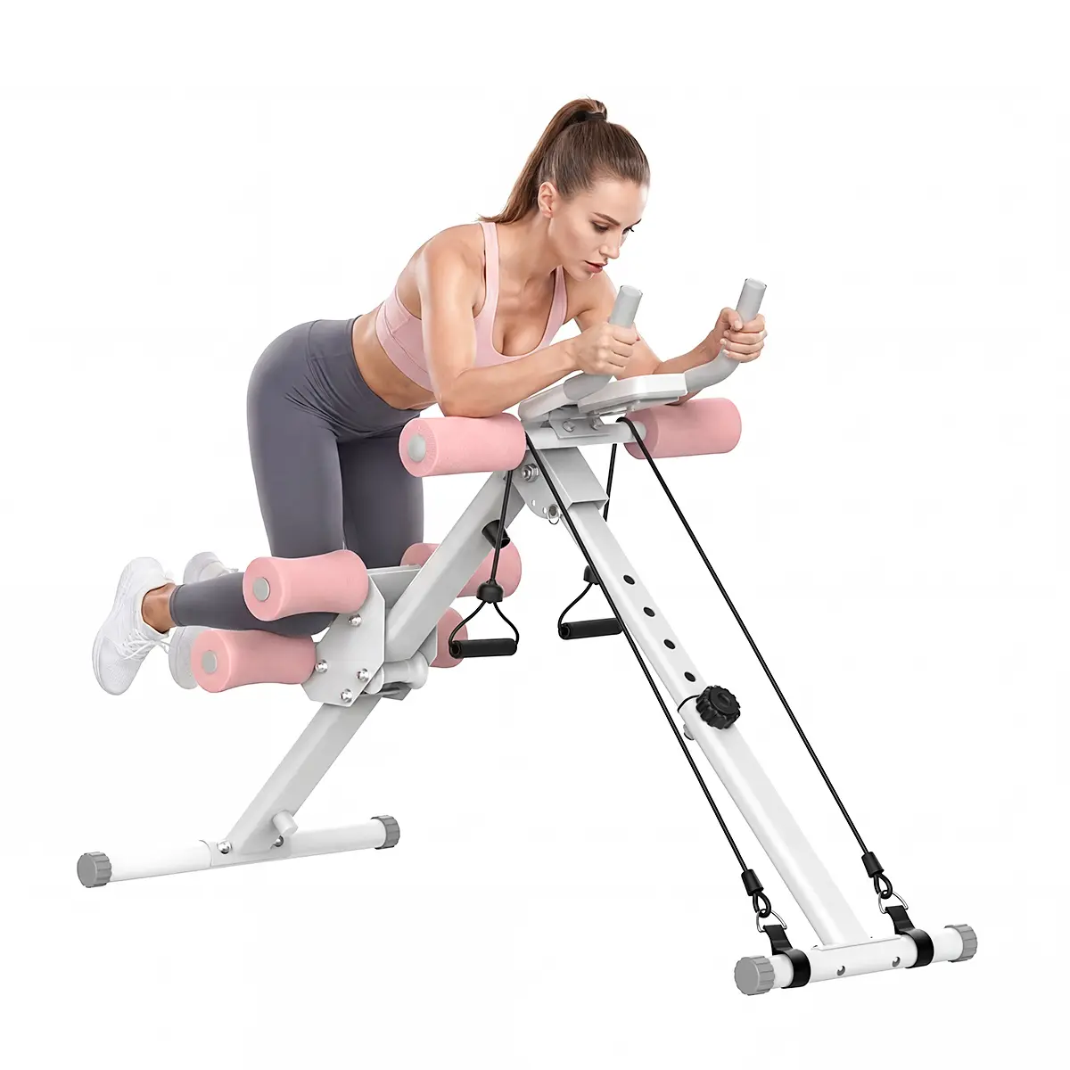 RELIFE Foldable Ab Trainer Machine with LCD Monitor for Home Gym, Supports full-body workout including core, upper and lower body training, Features Knee Protection and Resistance Bands, Beginners Friendly, Summervibes