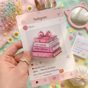 Very Bookish Phone Grip – Cute Pink Book Stack Design, Kawaii Bookish Phone Holder for Teens & Students Very Bookish Phone Grip – Cute Pink Book Stack Design, Kawaii Bookish Phone Holder for Teens & Students