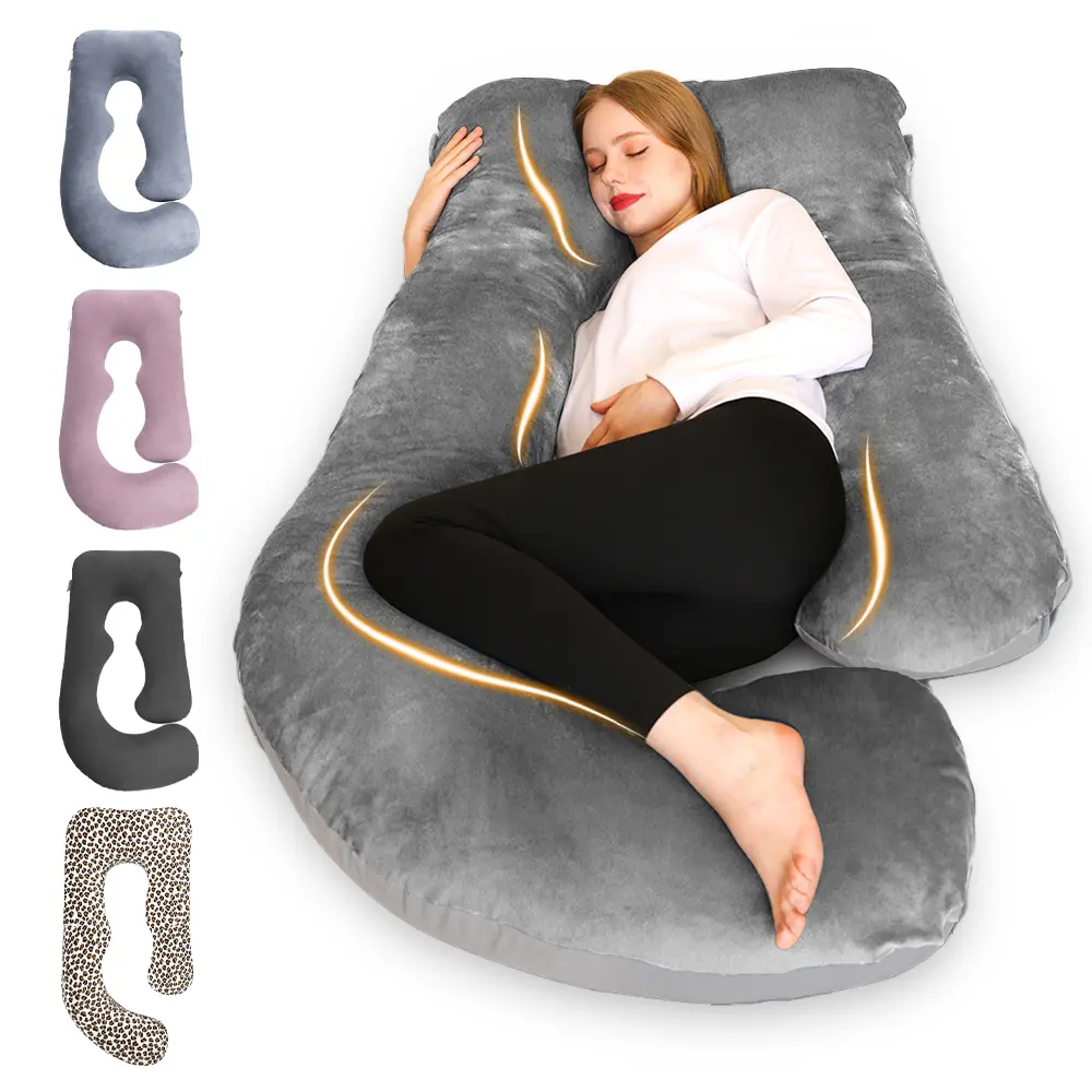 CHILLING HOME J-Shaped Full Body Maternity Pillow (58 in) - Mom & Mummy Sleep Support, Bump Friendly for Baby Bump, Back, Leg, Hip