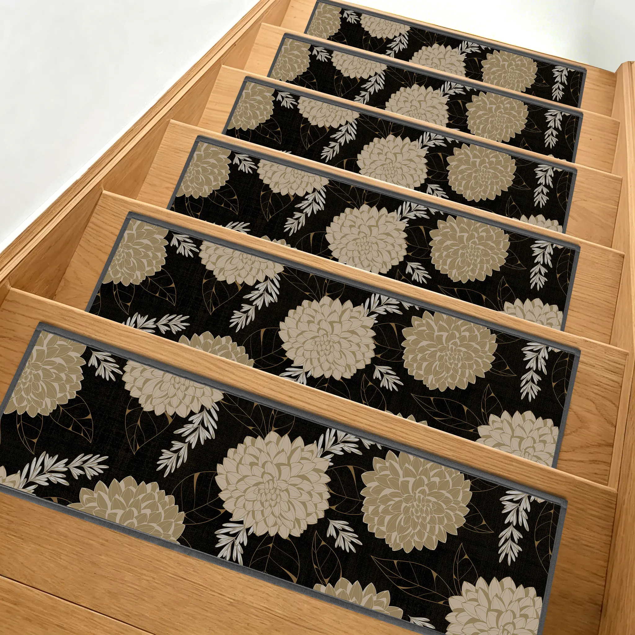[Deals for You Days] 8"x30" Residue-Free Chenille Stair Mats, 15PCS Aesthetic Peel & Stick Carpet Treads, Noise Absorbing Washable Rug for Indoor Wooden Steps, Pet & Elder Friendly | summerwins
