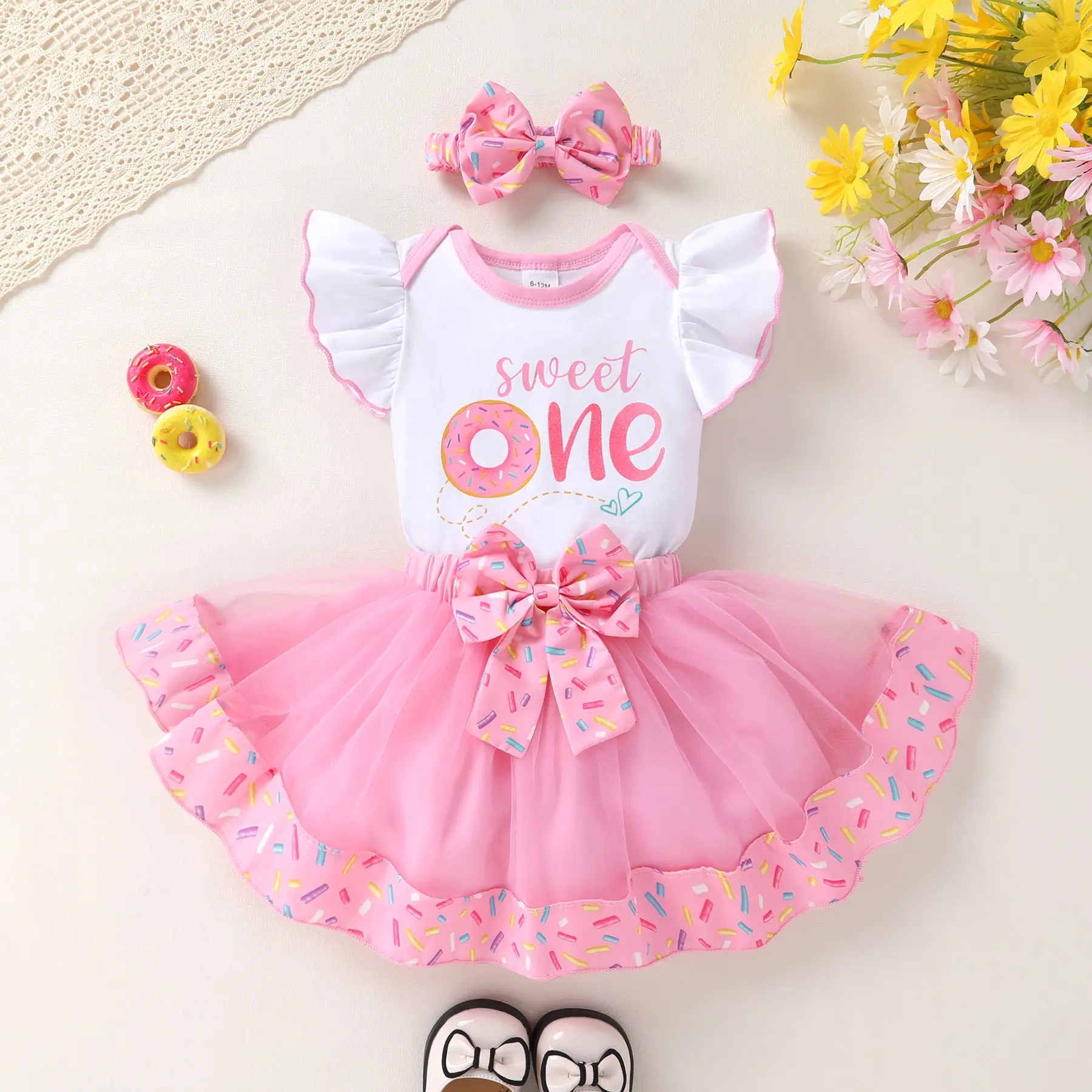 Baby Girls 1st Birthday Outfit ONE Romper Tulle Tutu Skirt with Headband Sets Baby First Princess Dress tiktokshopspringglowup Baby Clothing Gift Set Cute , All-In-One Romper For Easy Dressing, Headband Detail Adds Sweet Finishing,  baby shower gifts
