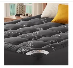 Queen Mattress Topper Viscose Derived from Bamboo, Thick Pillow Top Mattress Pad with Stretchable Pockets for 6-18 inches Mattress, Soft Mattress Topper for Back Pain Relief(Dark Gray)