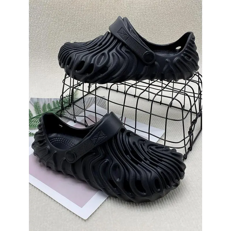 Women's Textured Design Clogs, Casual Comfortable Breathable Clogs for Beach, Fashionable Shoes for Indoor & Outdoor Wear