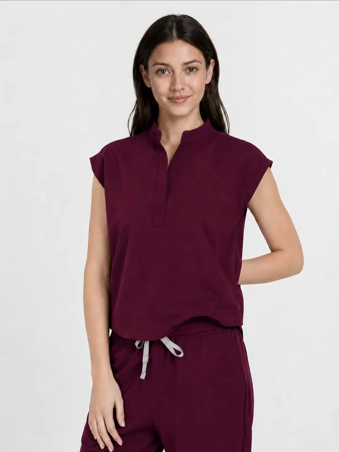 EADFLIE Women's Sleeveless Medical Scrub Top | Stretchy Stand-Collar Loose-Fit Nursing Uniform | Dual-Pocket Medical Work Top | Comfortable Workwear (Tailored Fit)