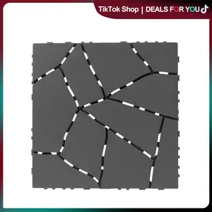 44-Pack HDPE Plastic Interlocking Deck Tiles, 12x12 in Square Waterproof All-Weather Flooring, Dual Use for Indoor/Outdoor, Reinforced for Poolside, Frameless Foam Marble WPC Shower Door Compatible