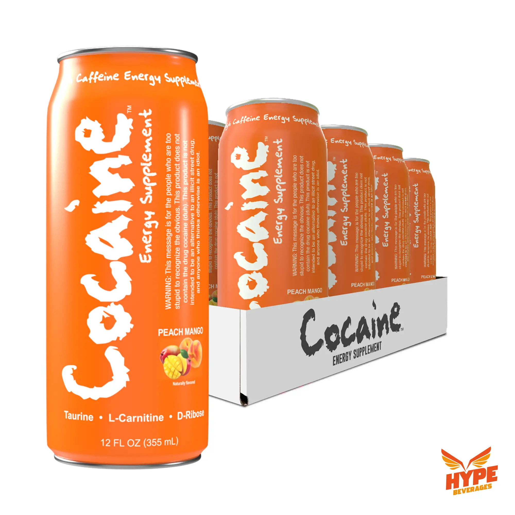 Hype Beverages Caffeinated Peach Mango Energy Drink - 12 Oz (355 ml) - Low Sugar, Vitamin-Packed Energy Drink - Pack of 12 - Grab Yours Now!  Order Now & See For Yourself!
