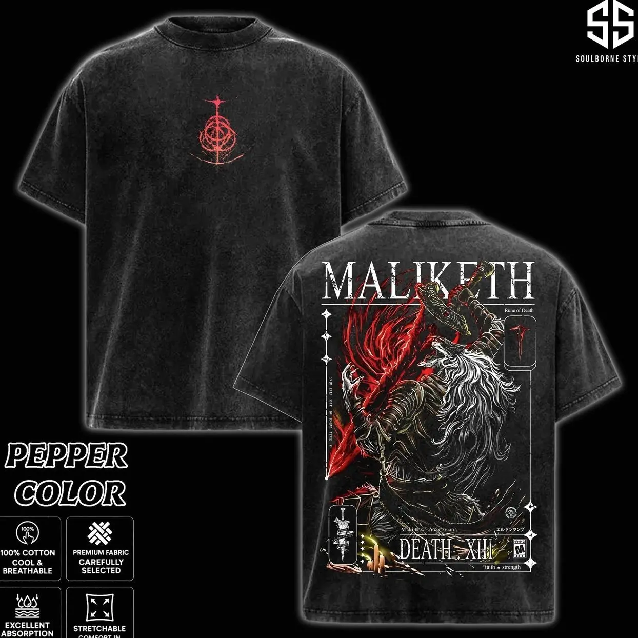 [Soulsborne Style Collection] Vintage Character of Elden Ring Nightreign Unisex T-shirt, Comfort Colors 1717 Shirt, Soulsborne Gaming Apparel, Soulslike Shirt, Video Game Clothes, Boy Merch, Gift For Him & For Her, Cotton Crewneck Top Clothes Streetwe 0GD