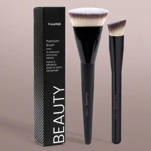 MAANGE 2pcs Facial Makeup Brush Set, Complexion Brush, Flat Head Foundation Brush, Triangle Brush, Concealer Brush, Beauty Tools, Makeup Accessories Gifts for Friends