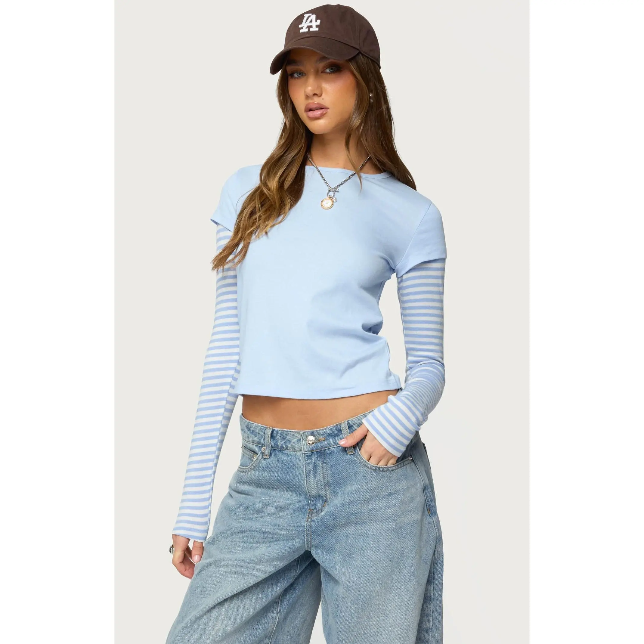 Edikted Women's Stripey Layered Long Sleeve T-Shirt