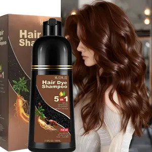 Dark Brown Natural Hair Dye Shampoo 5 in 1,500ml Natural Herbal Formula for Gray Hair Coverage, Instant Hair Coloring, 100% Gray Hair Coverage, Natural Hair Color in Minutes,Gentle, Non-irritating, Ammonia-free, Suitable for All Hair Types,Semi-Permanent