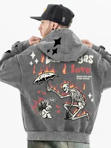 【TDOTW】Men's Halloween Skull Hoodie, Fashionable Comfortable Unisex Design, Eye-Catching Graphic, Perfect Casual Wear for Men & Women