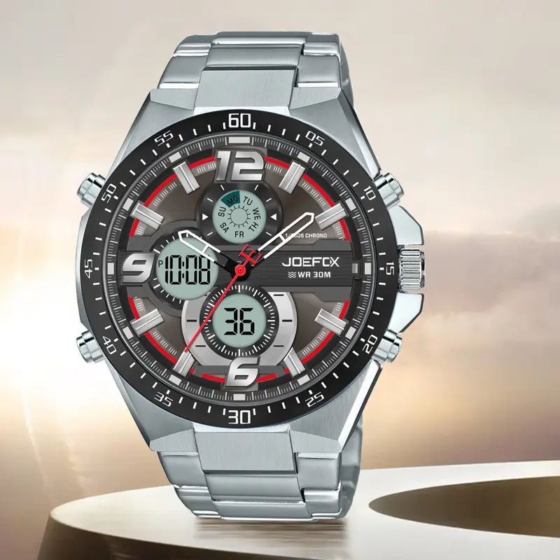 Men’s Digital Watch Electronic Movement Waterproof Stainless Steel Strap Alloy Case 183g Heavyweight LED Display Sport Casual Wristwatch Multi Function Durable Fashion Timepiece for Outdoor Travel Daily Wear Gym Office Use