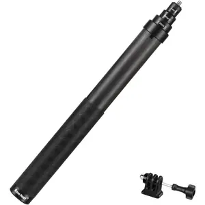 2-Meter/6.5-Foot Retractable Carbon Fiber Invisible Selfie Stick for Insta360 ONE X5 X4 X3 R RS X Insta 360 GO 2 3,for Go Pro Max Hero 13 12 11 10 9 8 7 DJI Action 3 4 Pocket 3 (Black)