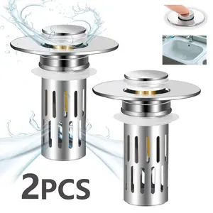 Pop-up Sink Stopper, 2-in-1 Drain Strainer with Hair Catcher, Stainless Steel Drain Filter, Bathroom Kitchen Shower Plug, Bounce Core Floor Basin Replacement #Summervibes