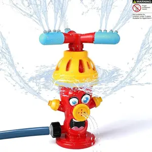 Kids Outdoor Fire Hydrant Water Play Toy, Cartoon Design, Rotating Spray Head, Automatic Sprinkler, Automatic Water Blasts, Summer Garden Pool Gift for Boys Girls
