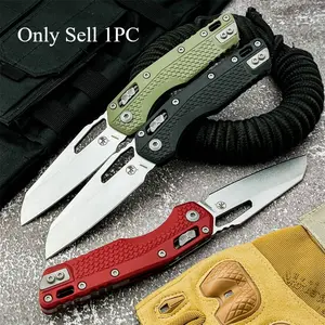 Three folding knives in different colors, featuring 440C steel blades and nylon fiber handles, Emergency tool, versatile, durable knives ideal for outdoor camping and fishing