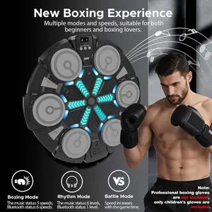 Smart Music Boxing Training Machine, Boxing Speed Trainer, Boxing Pad for Adults and Kids with Included Boxing Gloves LED Display Real-Time Punch Data Feedback Bluetooth Syncs Music Rhythm Wall-Mountable to Save Space Usable at Home, Office, Gym