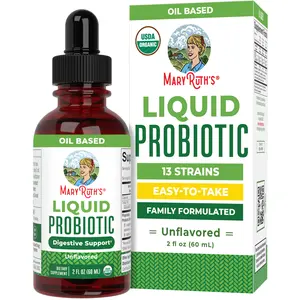 MaryRuth's USDA Organic Liquid Probiotic - Travel Size - Digestive Health - Gut Health - Women, Men & Kids Probiotic - 13 Strains - Vegan - 2 oz