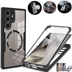 360 Full Wrap Phone Case with Screen Protector, 1 Count Magnetic Attraction Phone Protective Cover, Double Sided Drop-proof Shockproof Protective Case for Samsung Galaxy S24 Casing Shockproof Phone Accessory Protection Cellphone