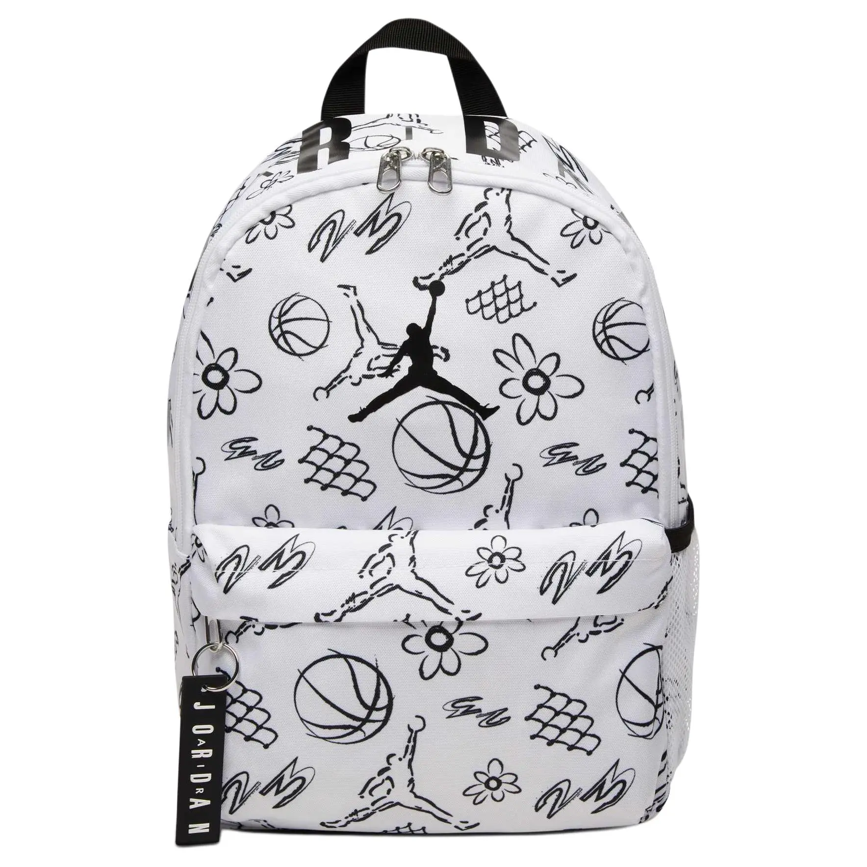Unisex Jordan Graffiti Print Polyester Backpack with Zippered Pocket, Lightweight School & Travel Bag (White), Backpack For School, School Backpacks