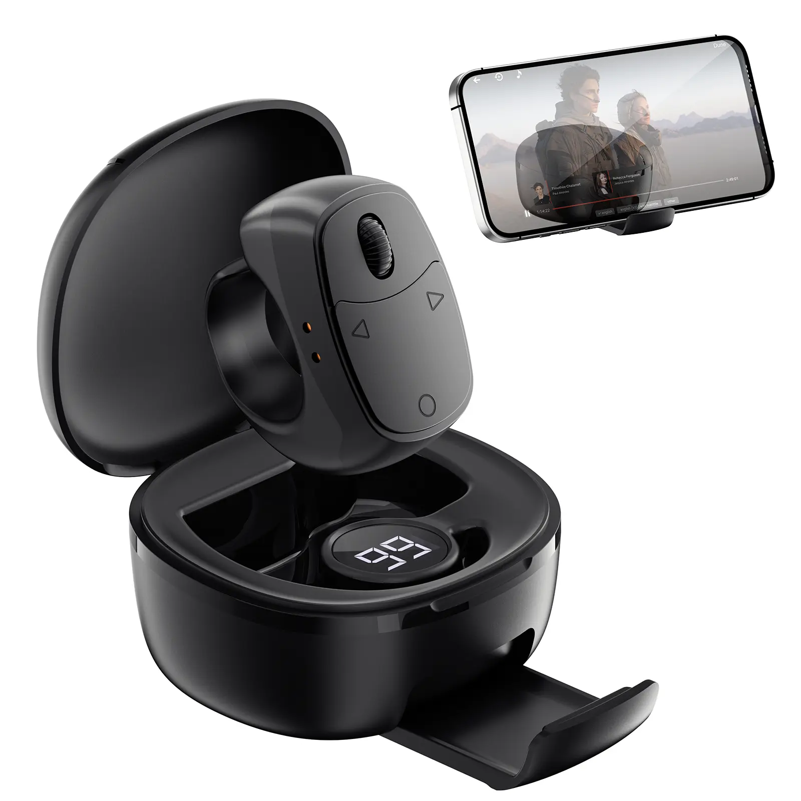 DDZJIAN Portable Rechargeable Wireless Bluetooth Ring Scroller - Smartphone Accessory with Charging Case Stand, Remote Control for Video, Selfie, Compatible with iOS 14.8+, Android 8.0+ Devices, TikTokshopbacktoschool