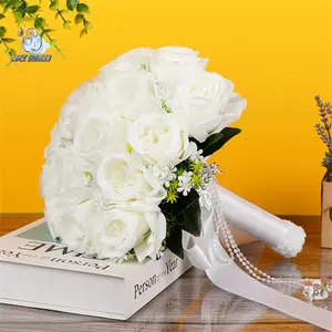 Bridal Holding Wedding Bouquet Rose Flowers Bridal Wedding Throw Bouquet For Wedding Brides Bridesmaid Wedding Hold Flower Lifelike Flowers Real Touch Norfolk Pine Garland