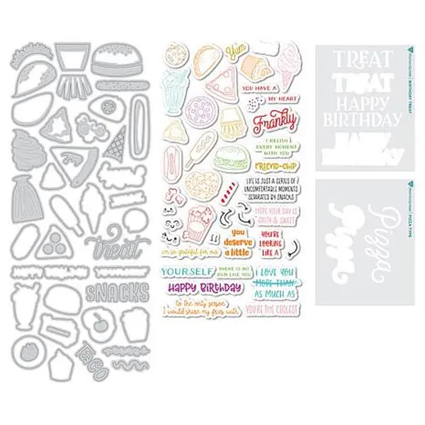 Diamond Press Bitty Food Fun Stamp, Die and Stencil Kit
