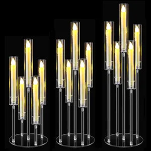 Clear 5-arm Acrylic Candle Holder, 1 Count Modern Simple Candle Stand, Candlestick Holder for Wedding & Party & Home Decor, Ornaments, Halloween, Room Decor