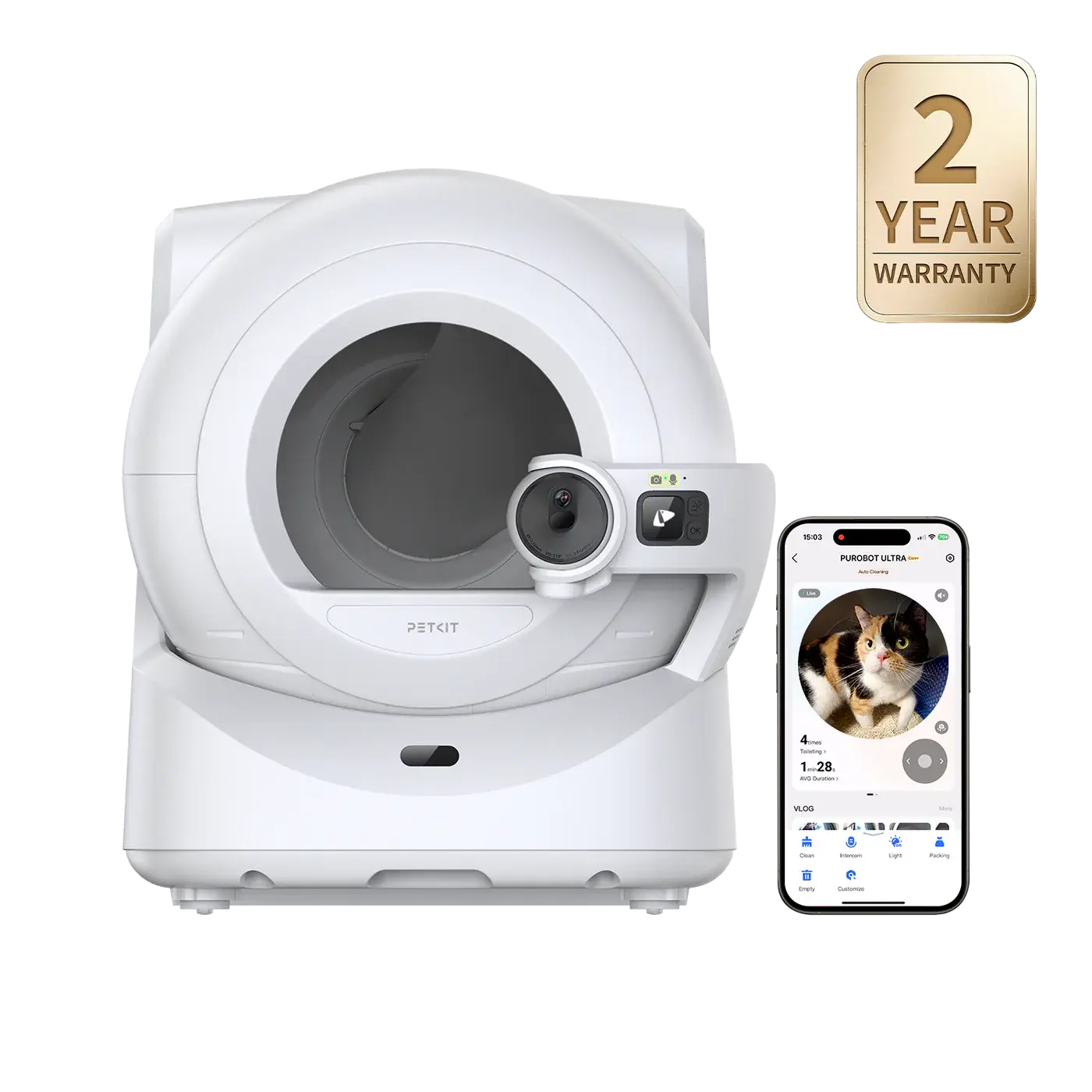 PETKIT Purobot Ultra Auto Waste Packing & Multi-Cat Toilet Behavior Ai Camera Tracking Automatic Self-Cleaning Cat Litter Box, Smart Robot with 5G WiFi App Control&Integration Safety&Odor Free