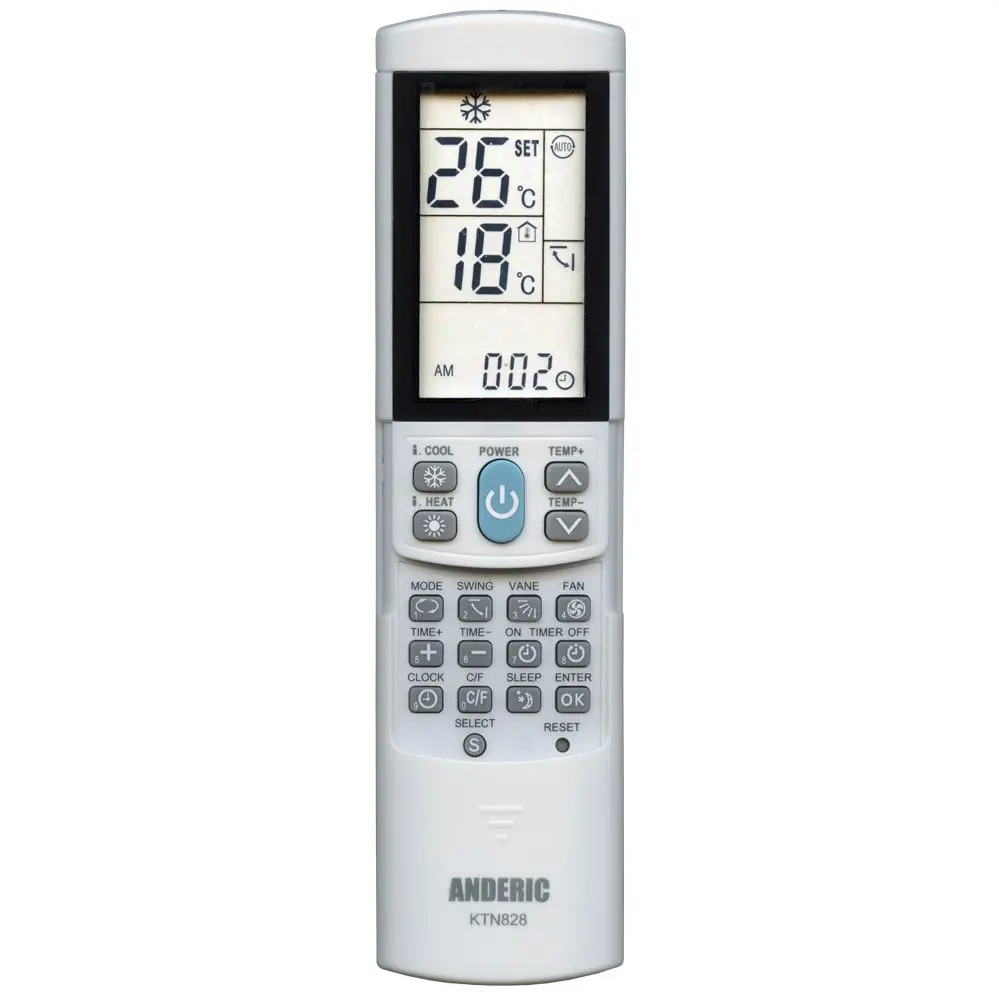 Anderic KTN828 (White) Universal Air Conditioner Remote Control for Mini Split, HVAC, Window, and Portable AC