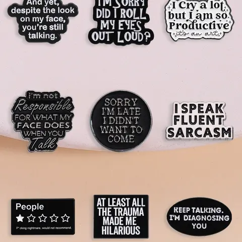 9-Piece Enamel Pin Set, Healing Theme Pins, Emotionally Balanced & Social Sarcasm Quotes, Perfect Gift for Workplace & Sarcastic Lovers, Brooch Pin, Enamel Lapel Pins
