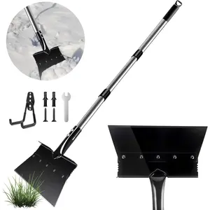 Garden Flat Shovel, Heavy-Duty Multi-Functional Cleaning Shovel with 53inch Adjustable Long Handle, Used for Snow Removal, Weeding, Driveway Lawn Edge Treatment, Sidewalk, Garden, Outdoor Soil Scraping Tool