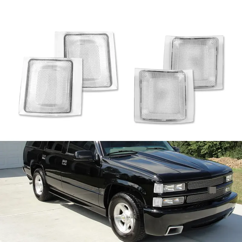 2pcs Clear Lens Front Lower & Upper Side Marker lamps Lights For 1995 1996 1997 1998 1999 2000 Chevrolet Tahoe,Replace OEM 5977737, 5977738, 5977460, 5977459